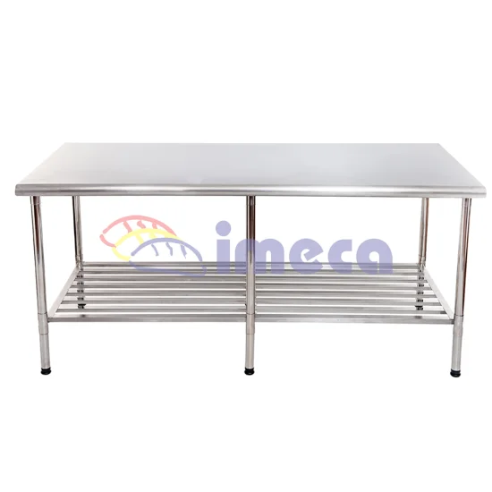 Mesa 1,90x0,90 Inox 430 canto arredondado com grade inferior 06 ps desmontvel
