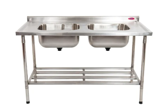 Mesa 2,00x0,70 Inox 304 02 cubas 60x50x25 canto quadrado grade inf. Desmontada