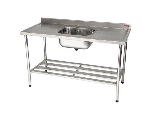 Mesa 1,50x0,70 Inox 304 com 01 cuba 50x40x25 com grade inferior Desmontada