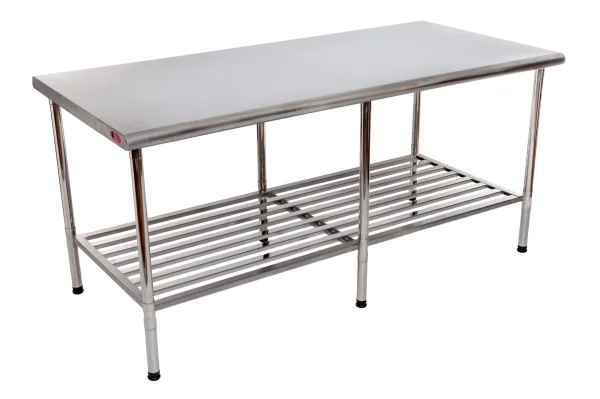 Mesa 1,90x0,90 Inox 430 com Grade Inferior 06 pés Desmontada
