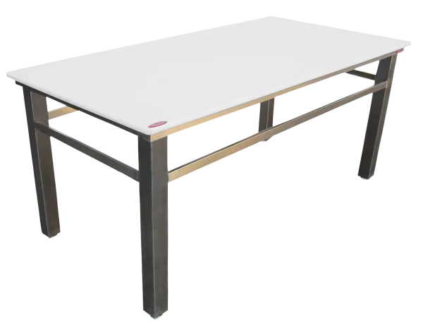 Mesa 2,00x1,00 Inox placa de 20mm pés 8x8 travamento superior