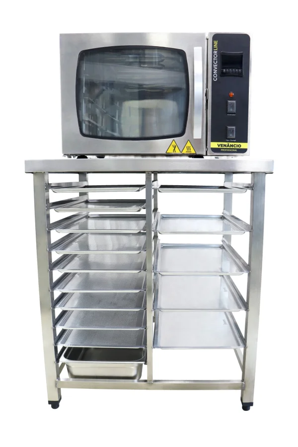 Mesa para Apoio de Forno Convector 0,80x,70 com Suporte para Cuba GN